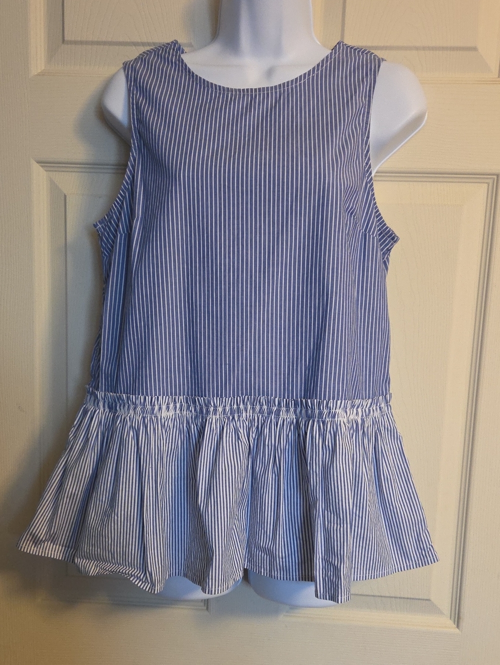 Time and Tru Multi-Striped Sleeveless Peplum Top Size Small